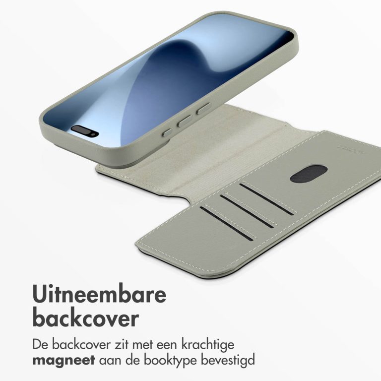 Accezz Leather Bookcase 2-in-1 met MagSafe Apple iPhone 17 Pro - Light Grey - Afbeelding 7