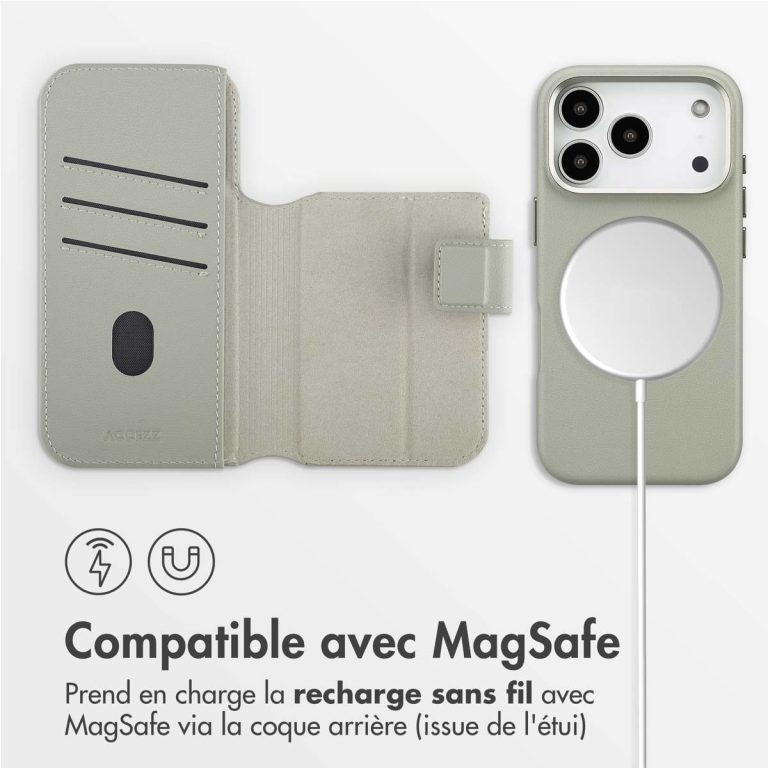 Accezz Leather Bookcase 2-in-1 met MagSafe Apple iPhone 17 Pro - Light Grey - Afbeelding 10