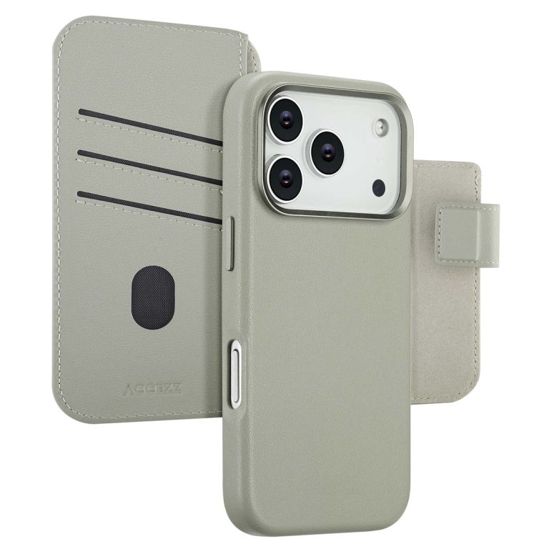 Accezz Leather Bookcase 2-in-1 met MagSafe Apple iPhone 17 Pro - Light Grey - Afbeelding 8