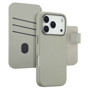 Accezz Leather Bookcase 2-in-1 met MagSafe Apple iPhone 17 Pro - Light Grey