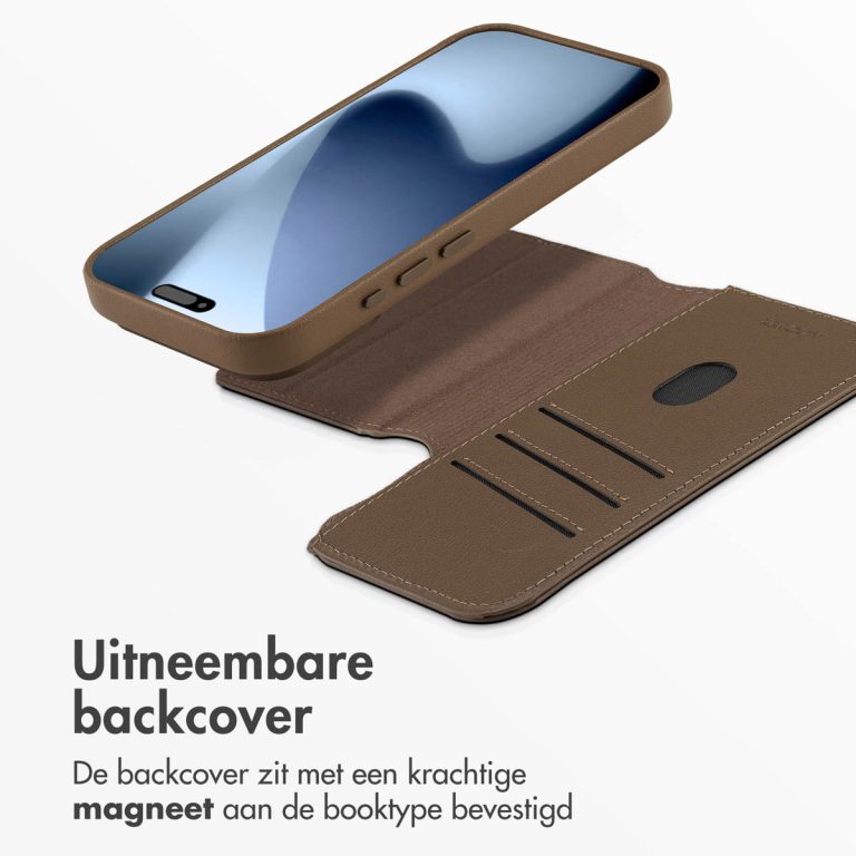 Accezz Leather Bookcase 2-in-1 met MagSafe Apple iPhone 17 Pro - Coffee Brown - Afbeelding 7