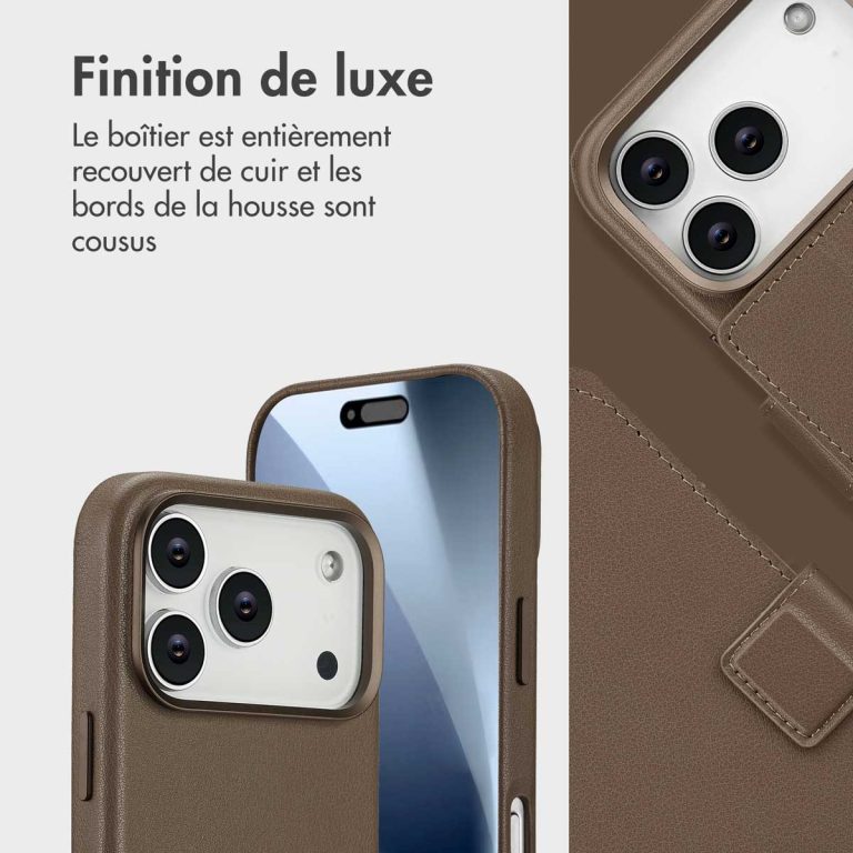 Accezz Leather Bookcase 2-in-1 met MagSafe Apple iPhone 17 Pro - Coffee Brown - Afbeelding 9