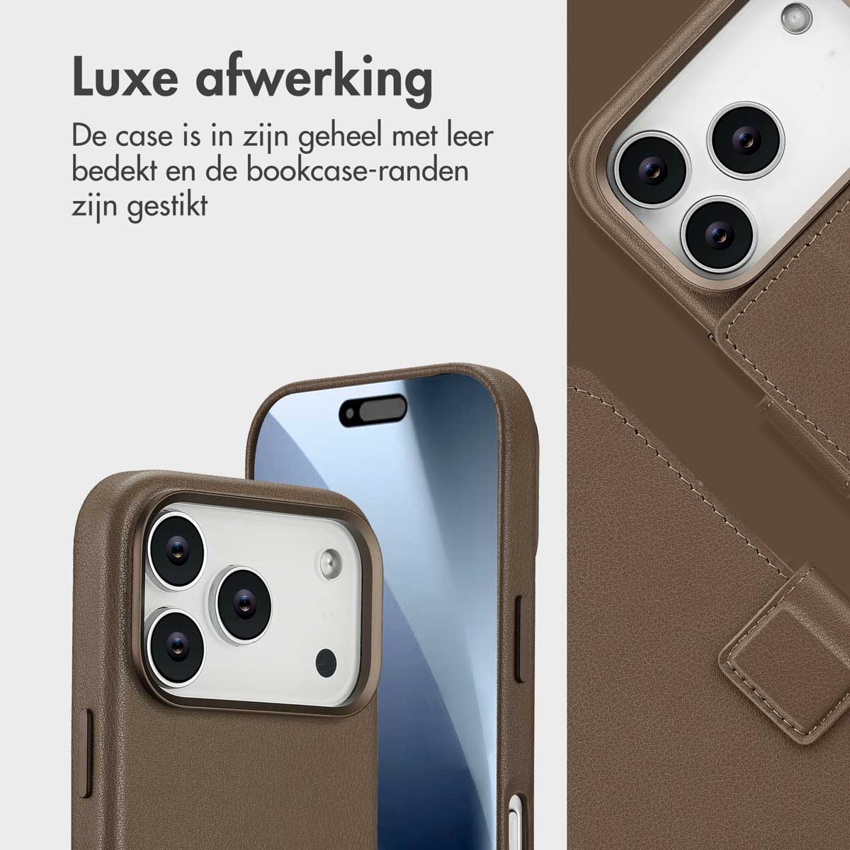 Accezz Leather Bookcase 2-in-1 met MagSafe Apple iPhone 17 Pro - Coffee Brown - Afbeelding 9