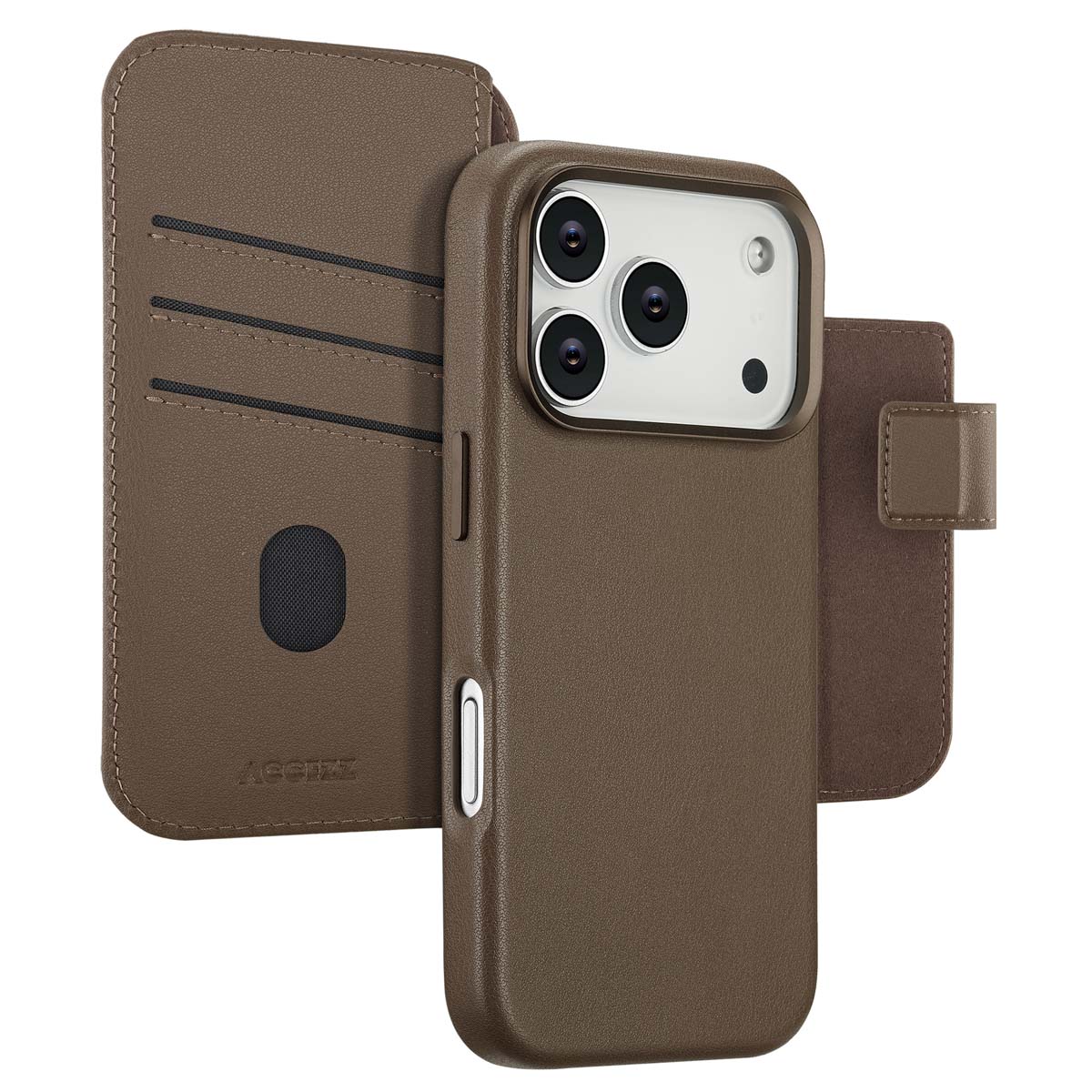 Accezz Leather Bookcase 2-in-1 met MagSafe Apple iPhone 17 Pro – Coffee Brown