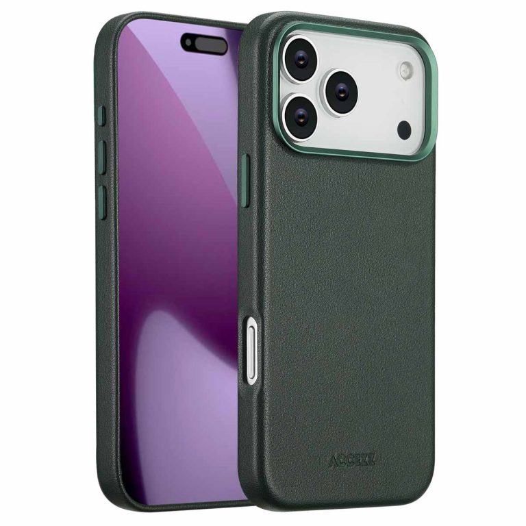 Accezz MagSafe Leather Backcover Apple iPhone 17 Pro Max - Cedar Green - Afbeelding 10