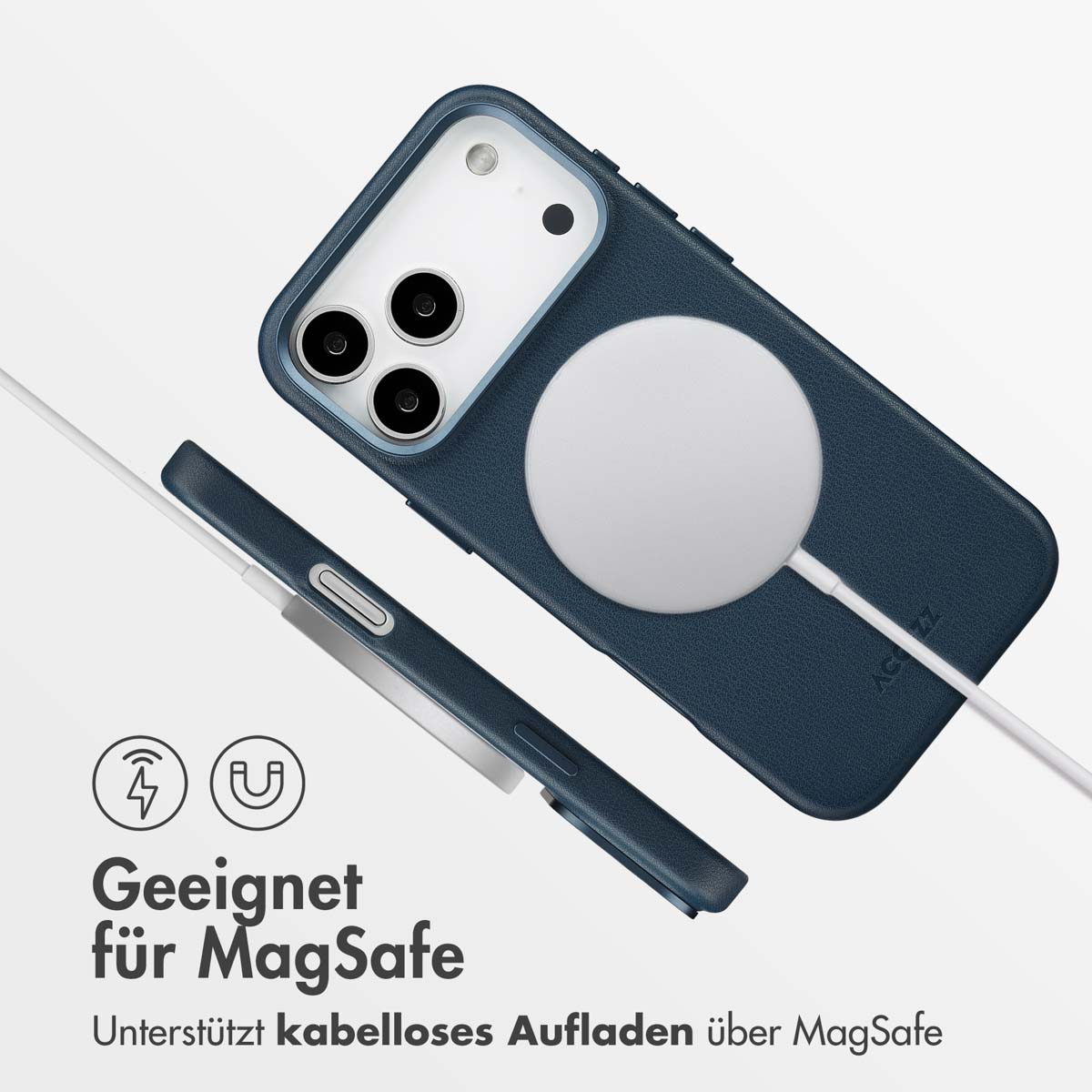 Accezz MagSafe Leather Backcover Apple iPhone 17 Pro Max - Nightfall Blue - Afbeelding 9