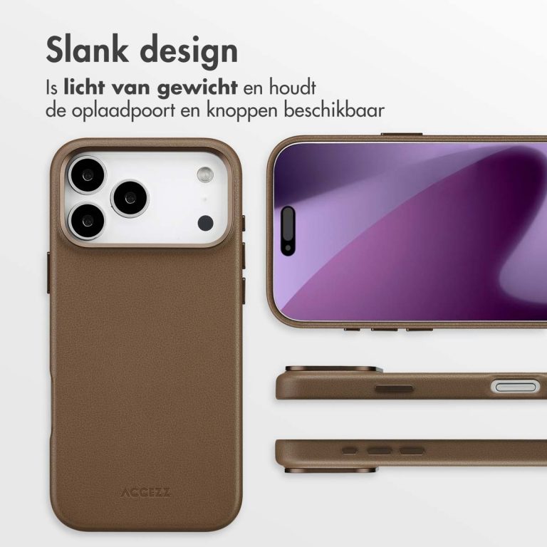 Accezz MagSafe Leather Backcover Apple iPhone 17 Pro Max - Coffee Brown - Afbeelding 10