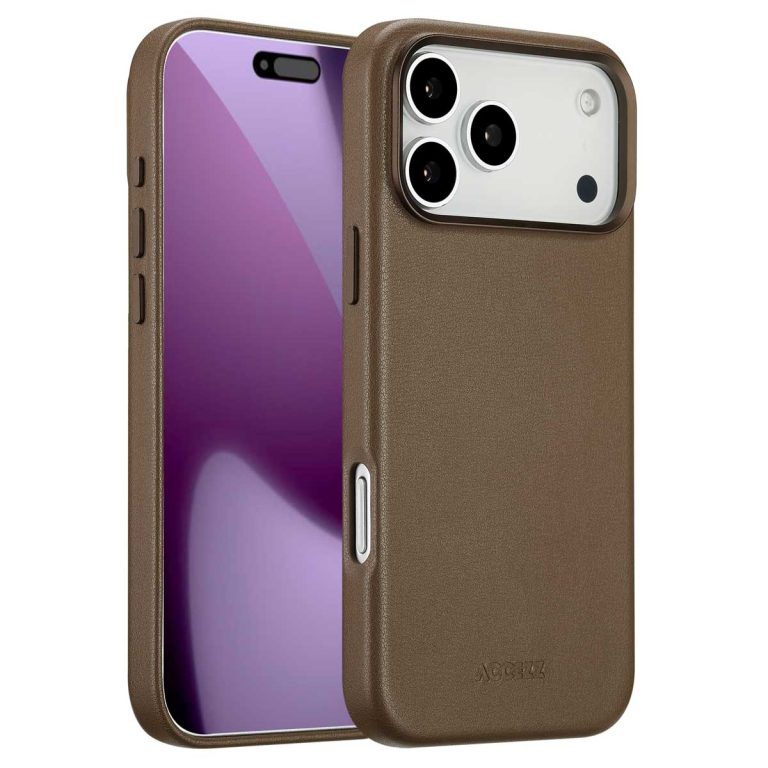 Accezz MagSafe Leather Backcover Apple iPhone 17 Pro Max - Coffee Brown - Afbeelding 4
