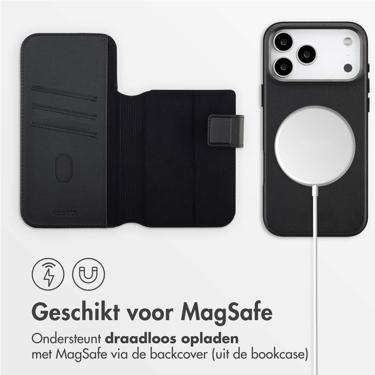 Accezz Leather Bookcase 2-in-1 met MagSafe Apple iPhone 17 Pro Max - Onyx Black - Afbeelding 4