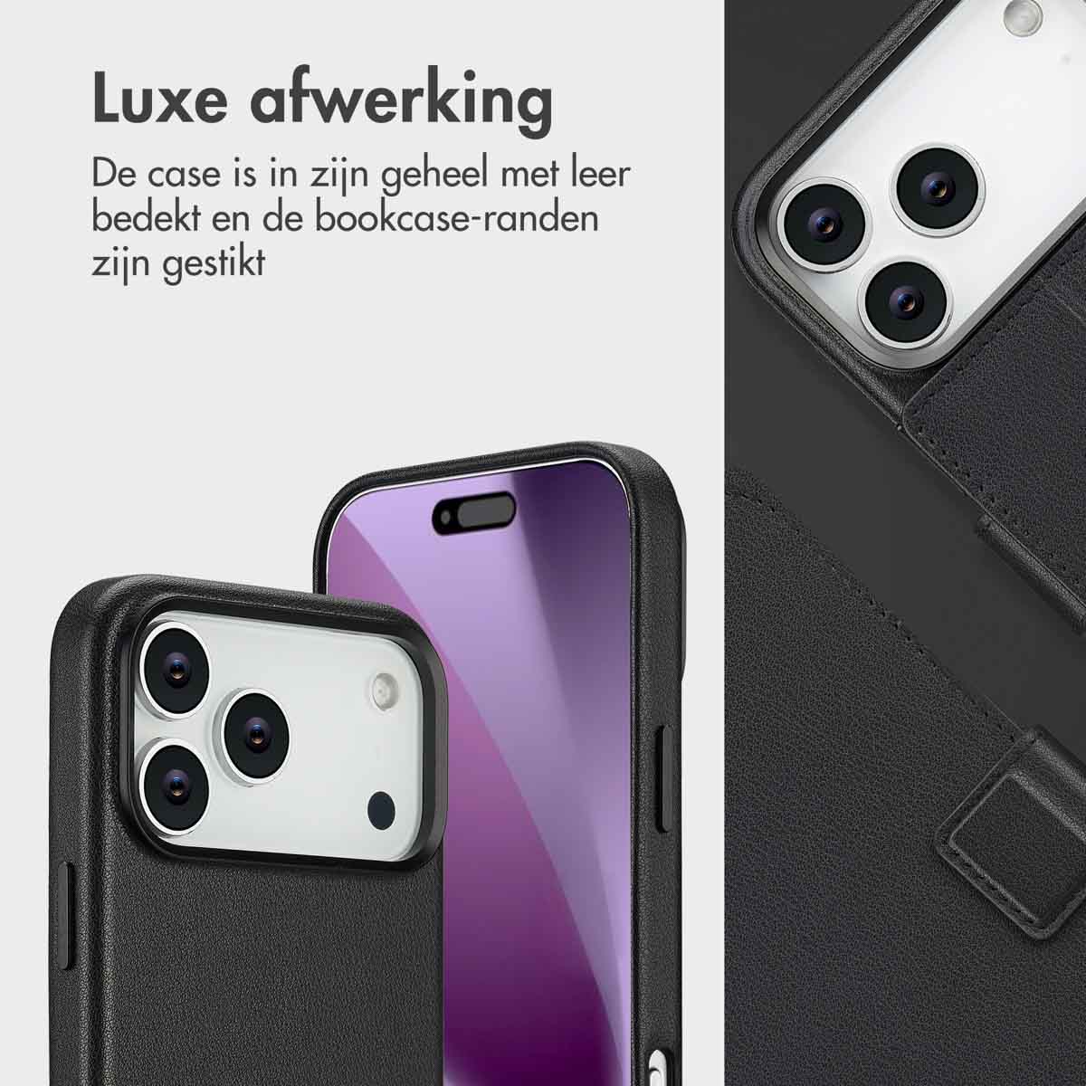 Accezz Leather Bookcase 2-in-1 met MagSafe Apple iPhone 17 Pro Max - Onyx Black - Afbeelding 8