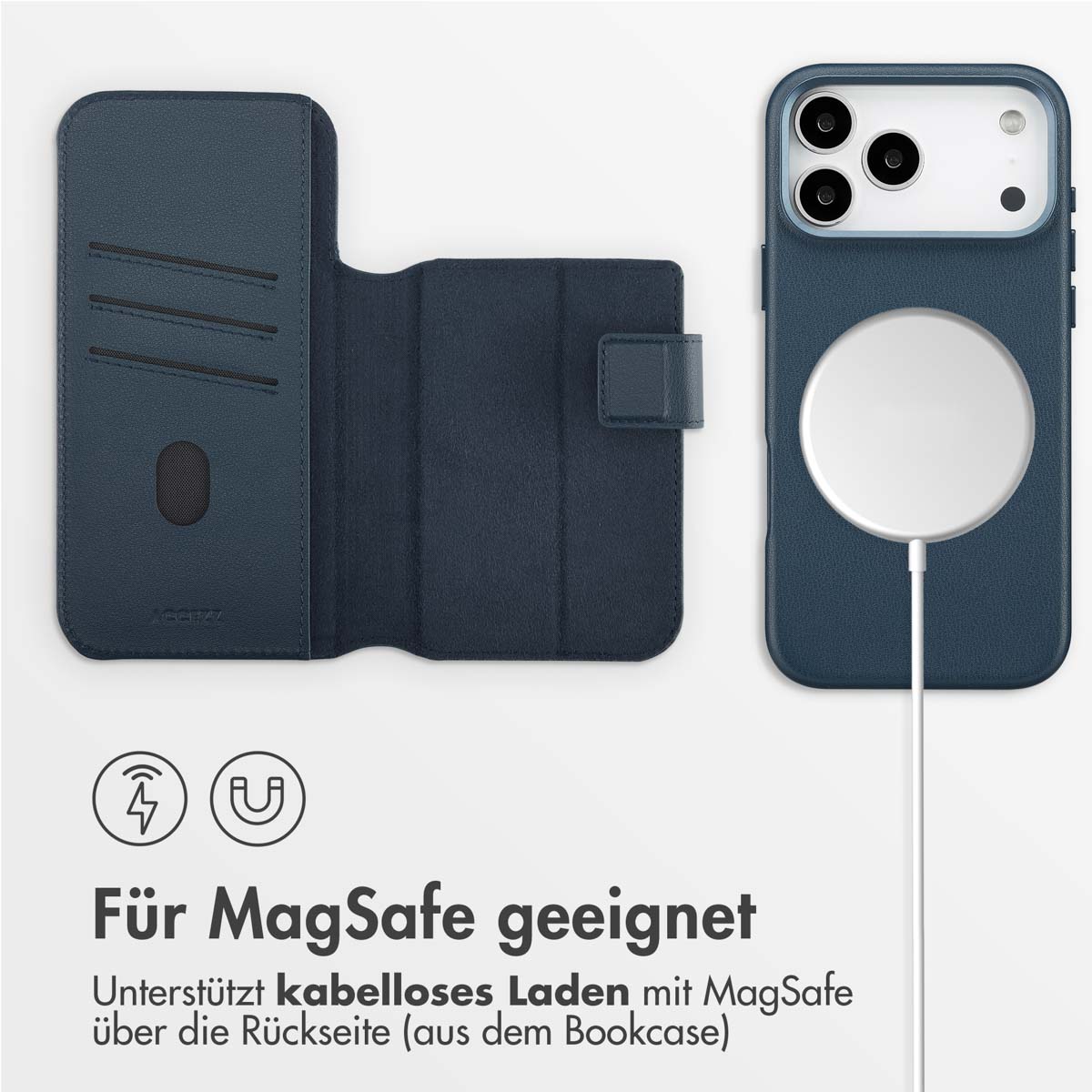 Accezz Leather Bookcase 2-in-1 met MagSafe Apple iPhone 17 Pro Max - Nightfall Blue - Afbeelding 6