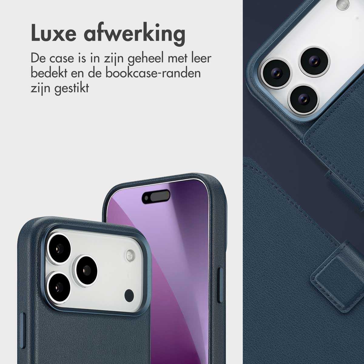 Accezz Leather Bookcase 2-in-1 met MagSafe Apple iPhone 17 Pro Max - Nightfall Blue - Afbeelding 8
