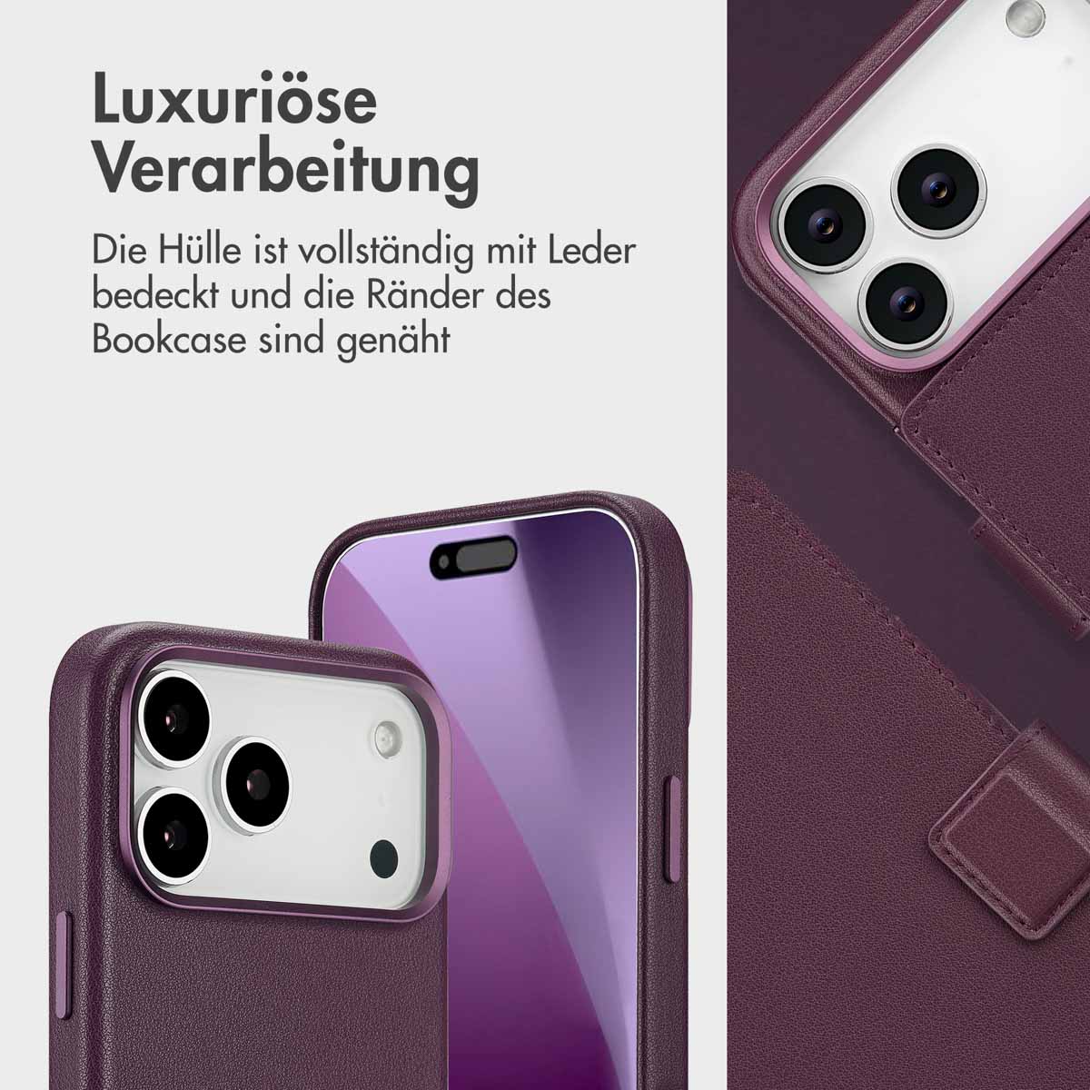 Accezz Leather Bookcase 2-in-1 met MagSafe Apple iPhone 17 Pro Max - Heath Purple - Afbeelding 8