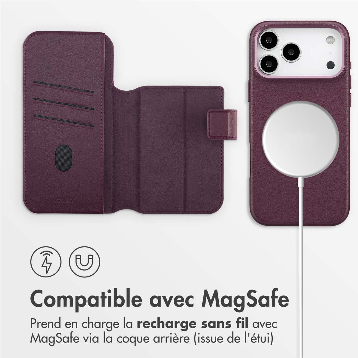 Accezz Leather Bookcase 2-in-1 met MagSafe Apple iPhone 17 Pro Max - Heath Purple - Afbeelding 5