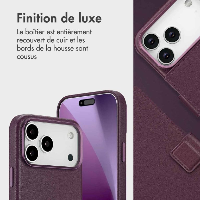 Accezz Leather Bookcase 2-in-1 met MagSafe Apple iPhone 17 Pro Max - Heath Purple - Afbeelding 9