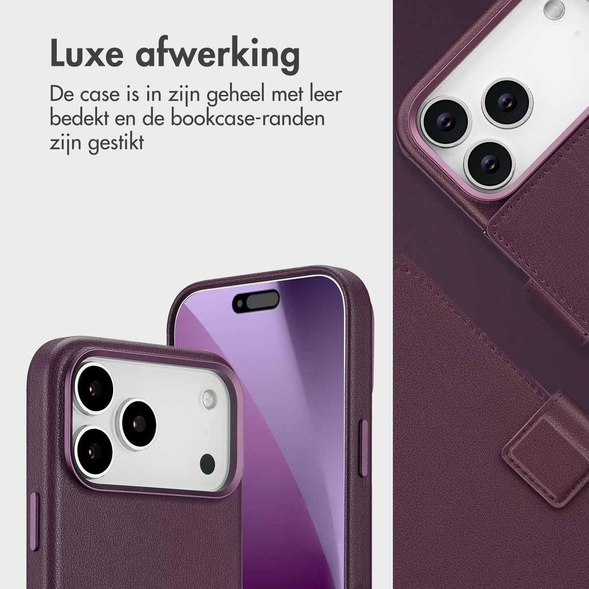 Accezz Leather Bookcase 2-in-1 met MagSafe Apple iPhone 17 Pro Max - Heath Purple - Afbeelding 9