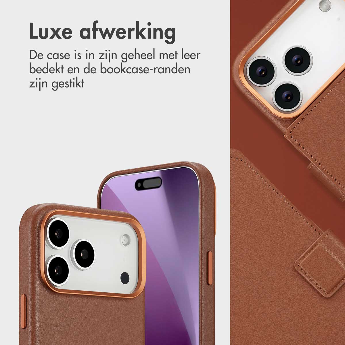 Accezz Leather Bookcase 2-in-1 met MagSafe Apple iPhone 17 Pro Max - Sienna Brown - Afbeelding 8