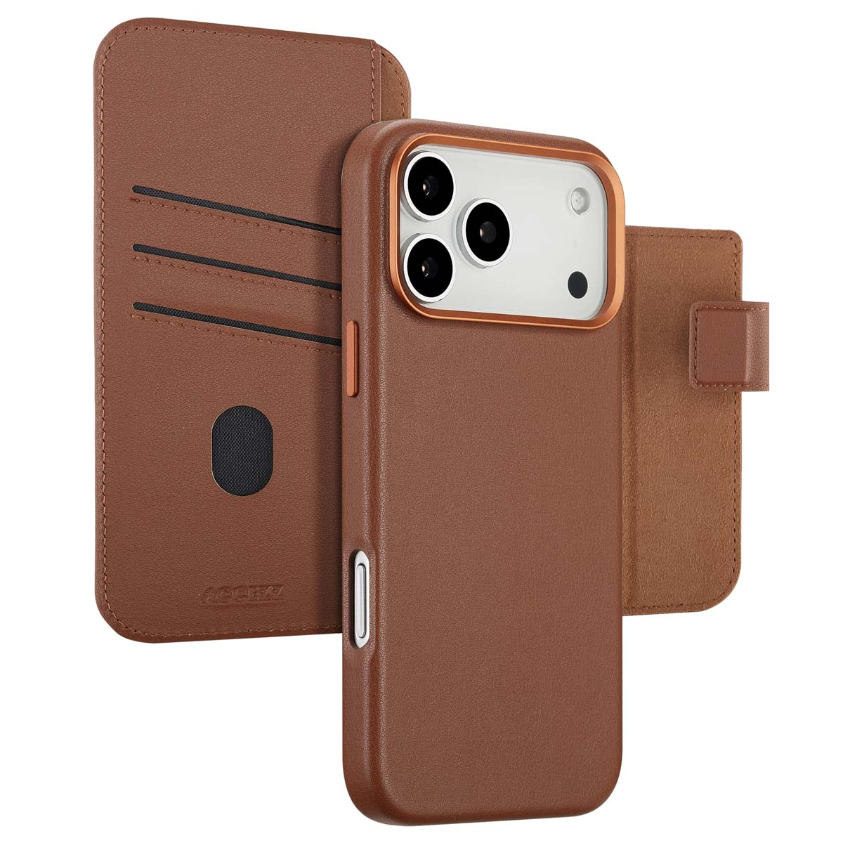 Accezz Leather Bookcase 2-in-1 met MagSafe Apple iPhone 17 Pro Max - Sienna Brown - Afbeelding 3