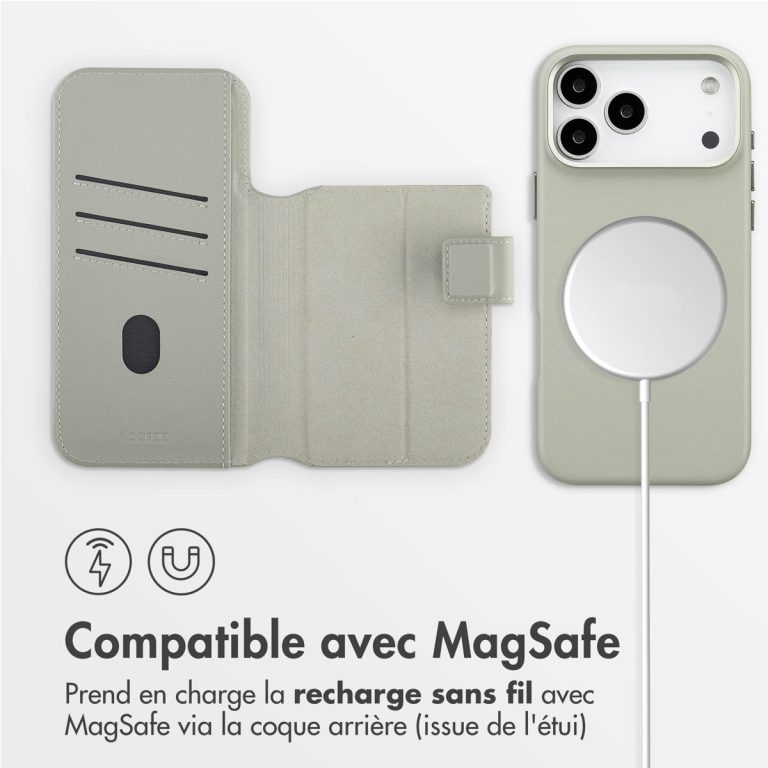Accezz Leather Bookcase 2-in-1 met MagSafe Apple iPhone 17 Pro Max - Light Grey - Afbeelding 10