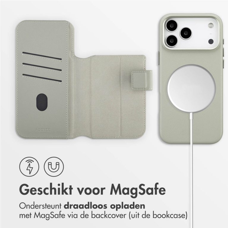 Accezz Leather Bookcase 2-in-1 met MagSafe Apple iPhone 17 Pro Max - Light Grey - Afbeelding 5