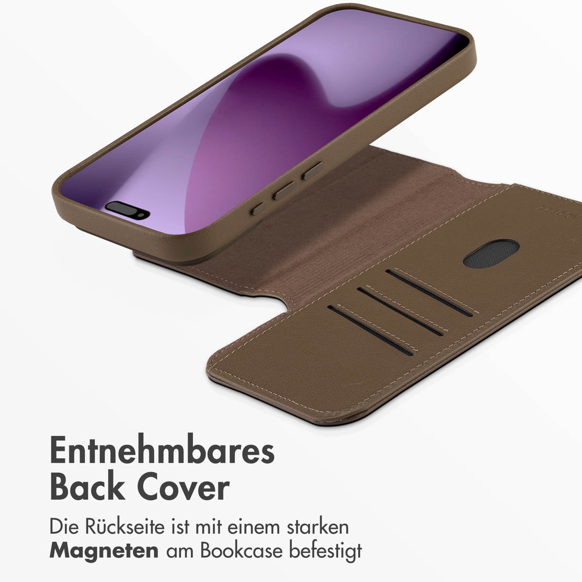Accezz Leather Bookcase 2-in-1 met MagSafe Apple iPhone 17 Pro Max - Coffee Brown - Afbeelding 10