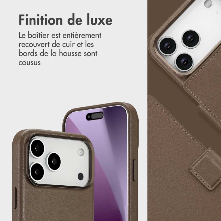 Accezz Leather Bookcase 2-in-1 met MagSafe Apple iPhone 17 Pro Max - Coffee Brown - Afbeelding 9