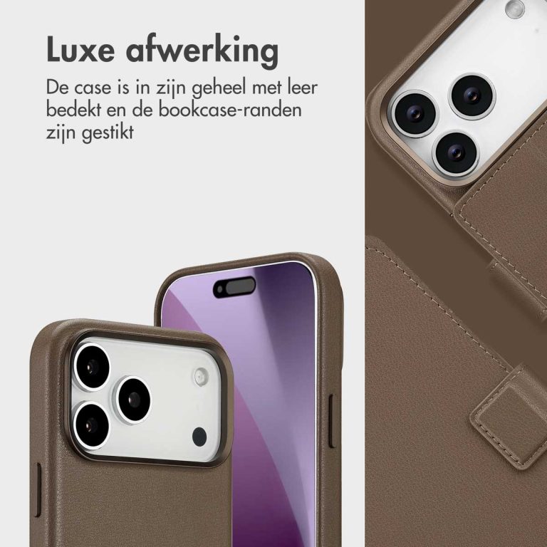 Accezz Leather Bookcase 2-in-1 met MagSafe Apple iPhone 17 Pro Max - Coffee Brown - Afbeelding 4