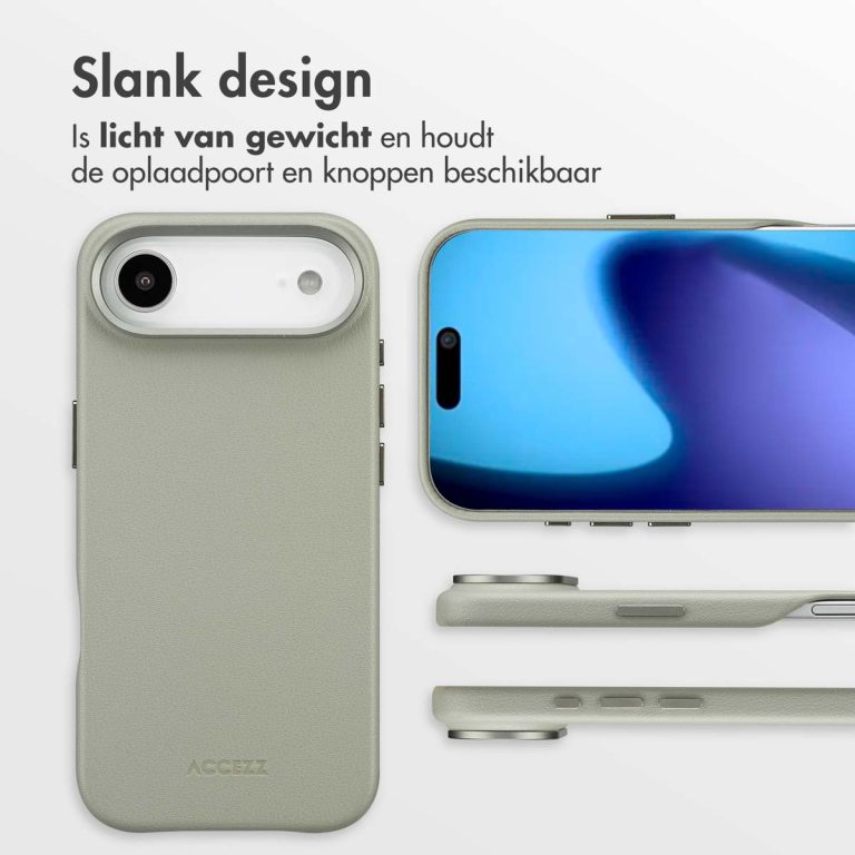 Accezz MagSafe Leather Backcover Apple iPhone Air - Light Grey - Afbeelding 10
