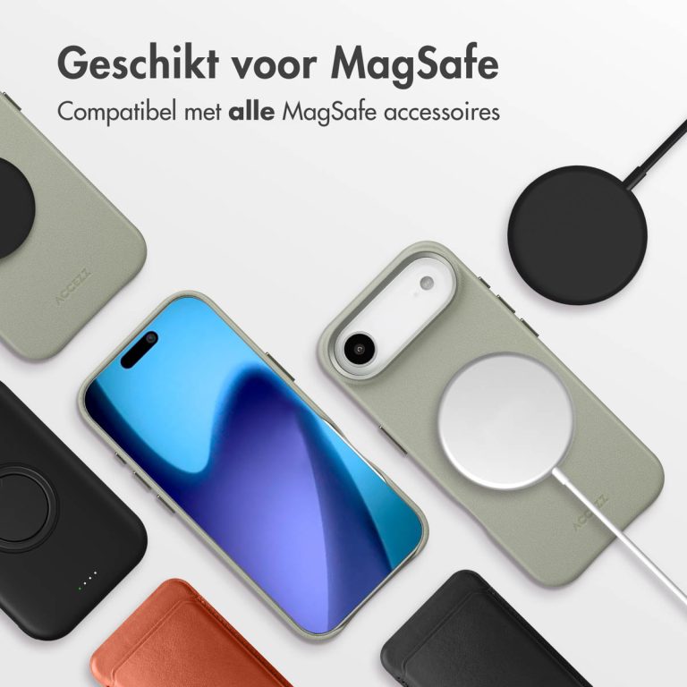 Accezz MagSafe Leather Backcover Apple iPhone Air - Light Grey - Afbeelding 9