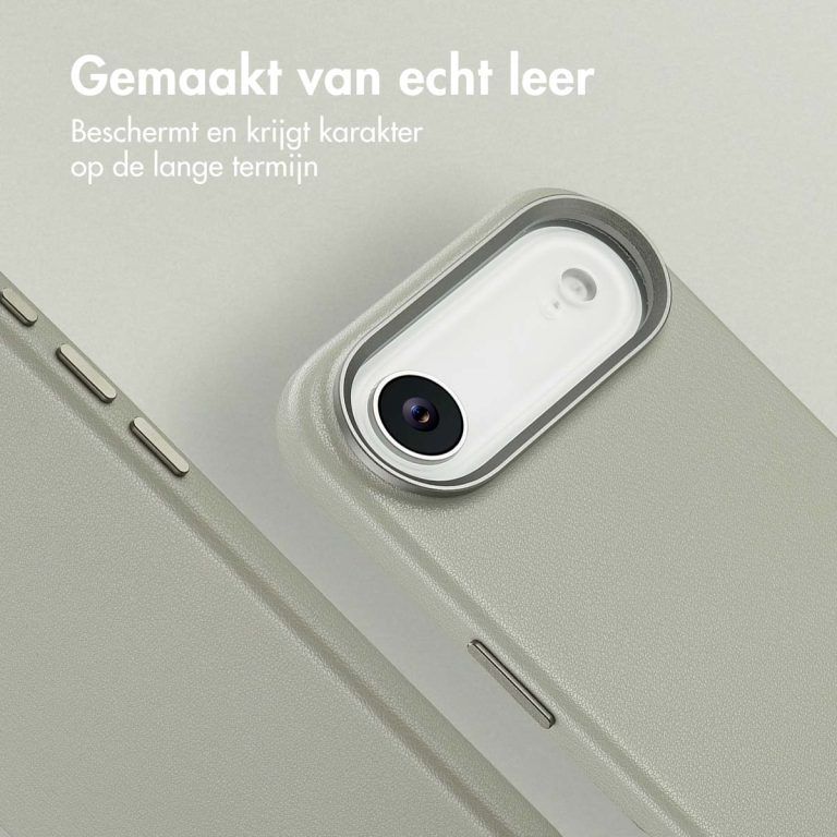 Accezz MagSafe Leather Backcover Apple iPhone Air - Light Grey - Afbeelding 7