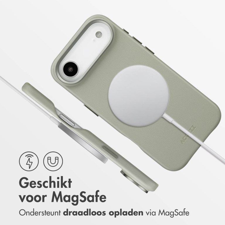 Accezz MagSafe Leather Backcover Apple iPhone Air - Light Grey - Afbeelding 6