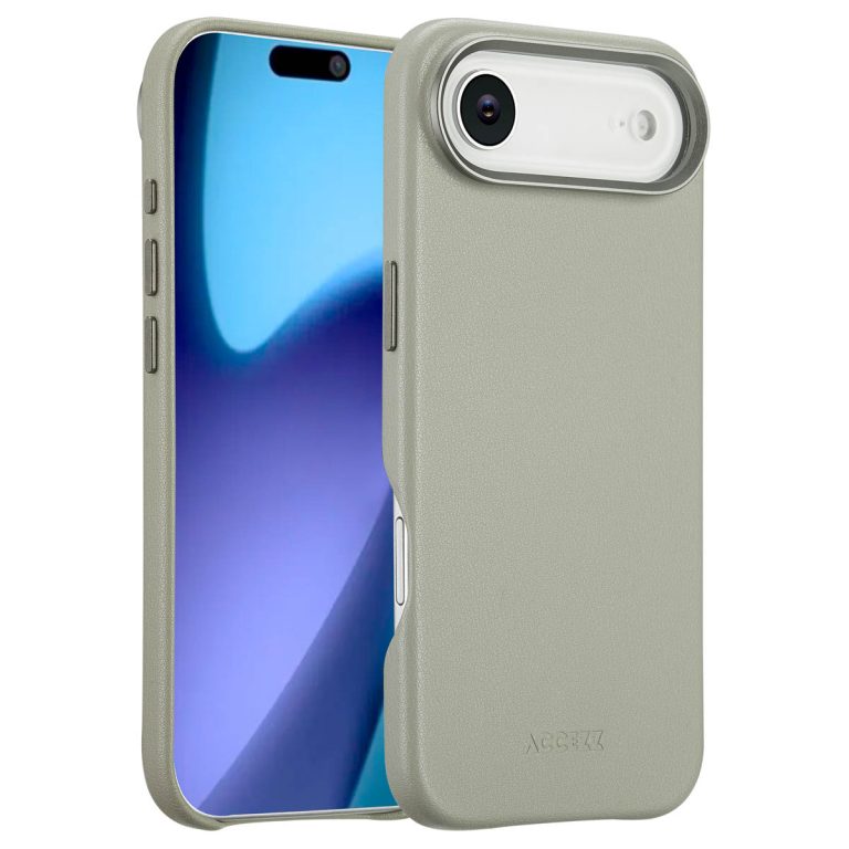 Accezz MagSafe Leather Backcover Apple iPhone Air - Light Grey - Afbeelding 4