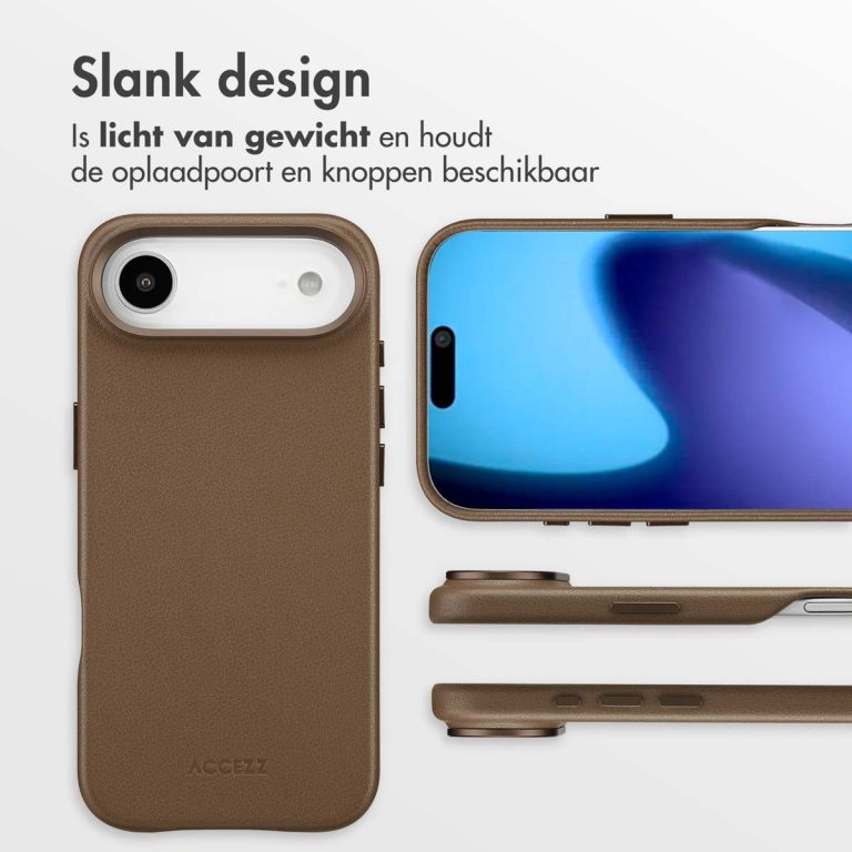 Accezz MagSafe Leather Backcover Apple iPhone Air - Coffee Brown - Afbeelding 10