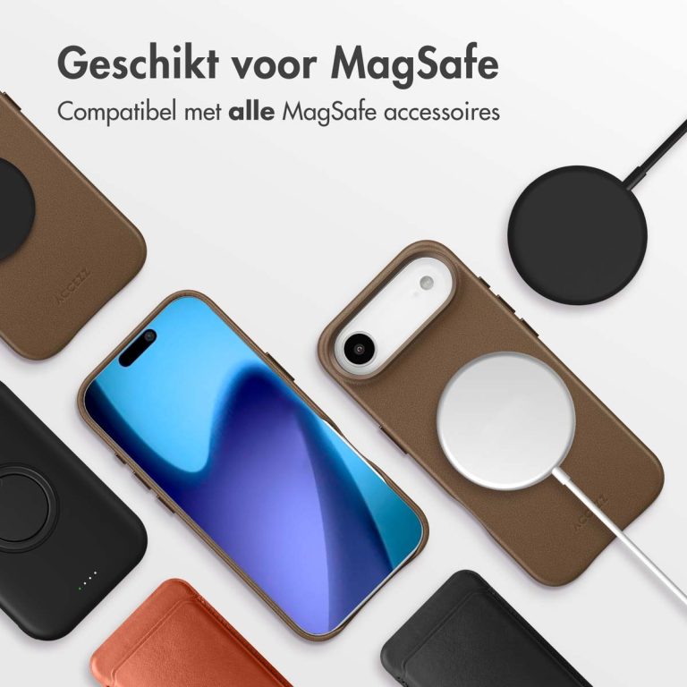 Accezz MagSafe Leather Backcover Apple iPhone Air - Coffee Brown - Afbeelding 9