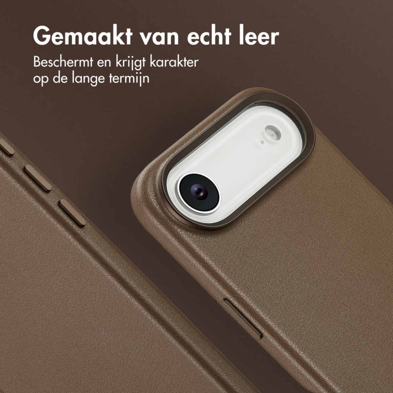Accezz MagSafe Leather Backcover Apple iPhone Air - Coffee Brown - Afbeelding 7
