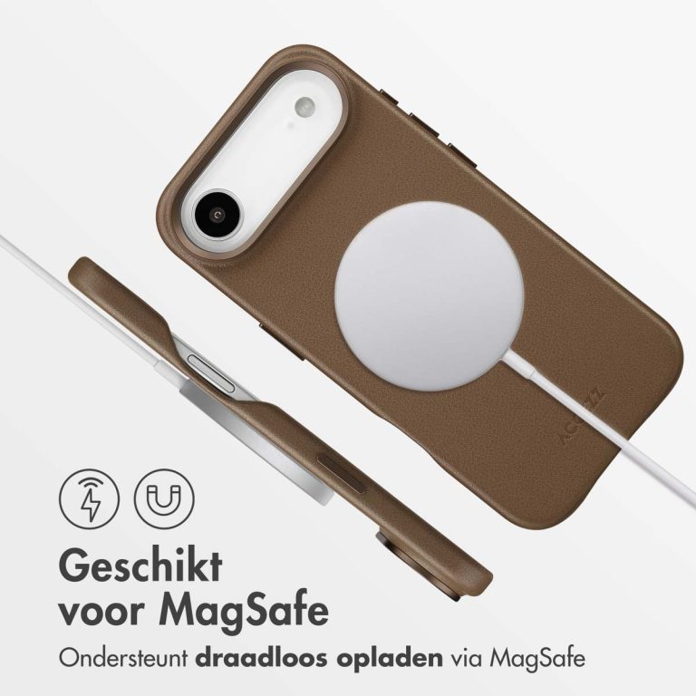 Accezz MagSafe Leather Backcover Apple iPhone Air - Coffee Brown - Afbeelding 6