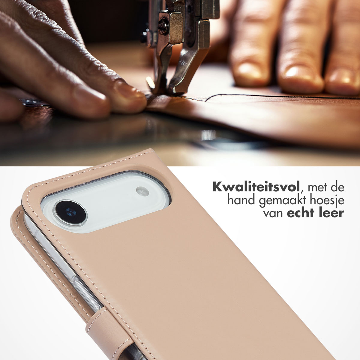 Selencia Echt Leren Bookcase Apple iPhone Air - Dusty Pink - Afbeelding 4