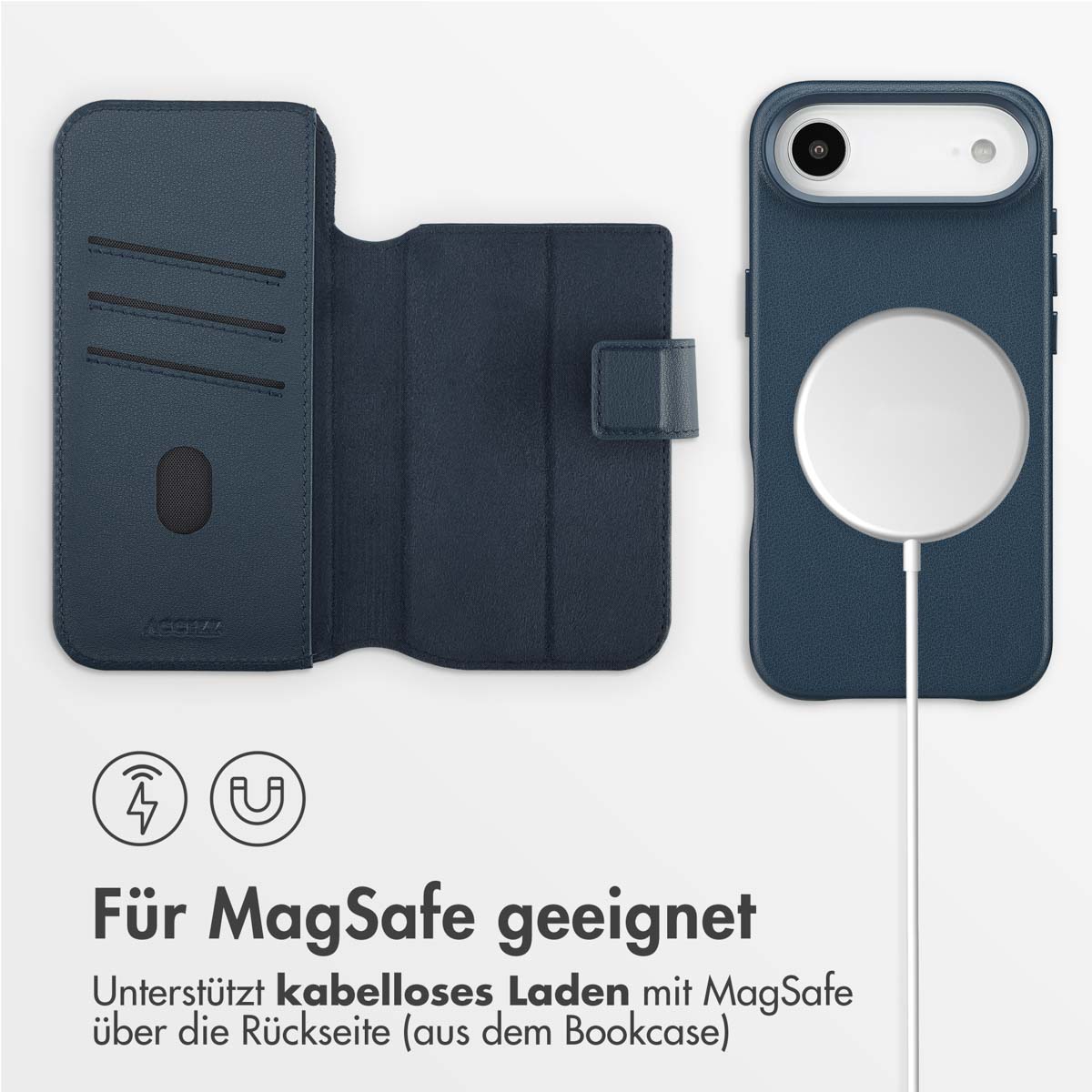 Accezz Leather Bookcase 2-in-1 met MagSafe Apple iPhone Air - Nightfall Blue - Afbeelding 6
