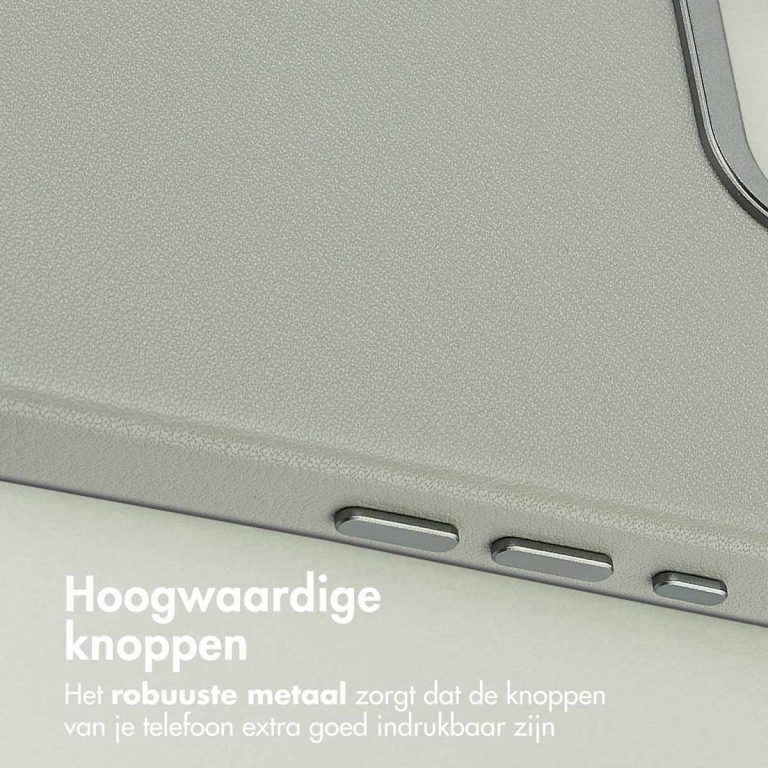 Accezz MagSafe Leather Backcover Apple iPhone 16e - Light Grey - Afbeelding 8