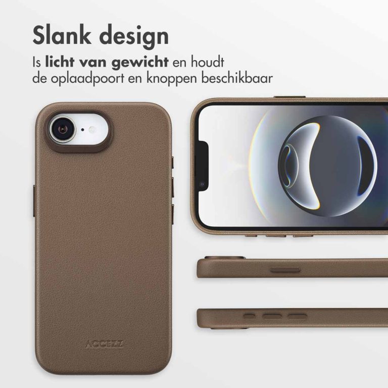 Accezz MagSafe Leather Backcover Apple iPhone 16e - Coffee Brown - Afbeelding 10