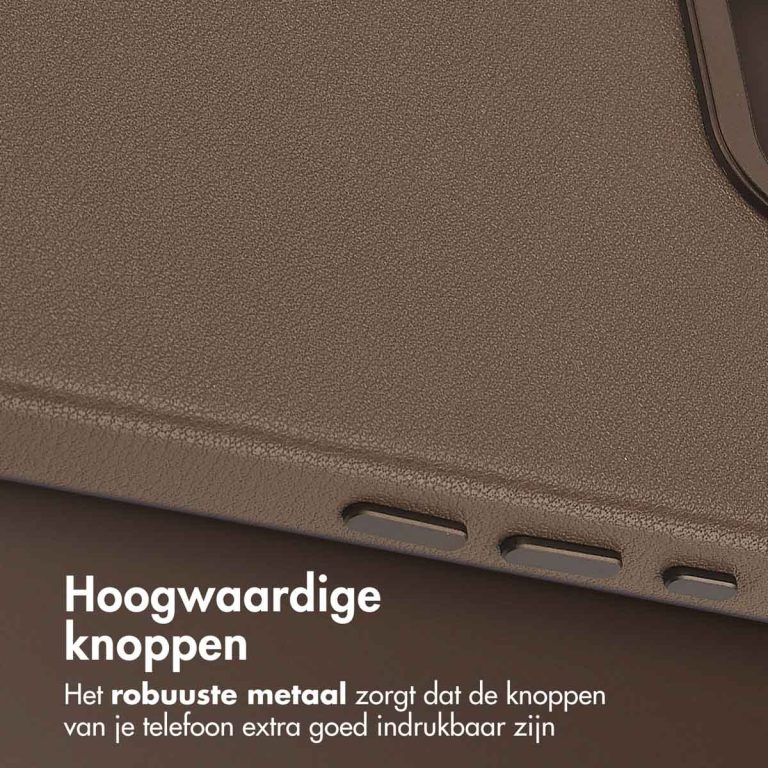 Accezz MagSafe Leather Backcover Apple iPhone 16e - Coffee Brown - Afbeelding 8