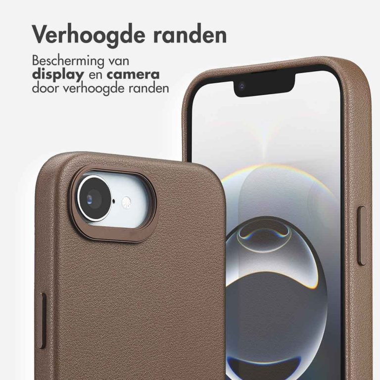 Accezz MagSafe Leather Backcover Apple iPhone 16e - Coffee Brown - Afbeelding 7