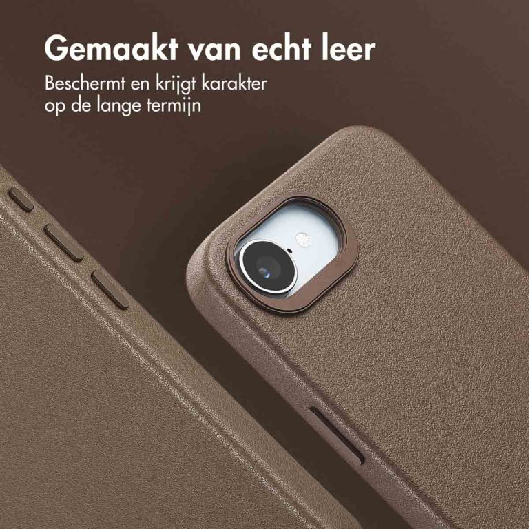 Accezz MagSafe Leather Backcover Apple iPhone 16e - Coffee Brown - Afbeelding 4