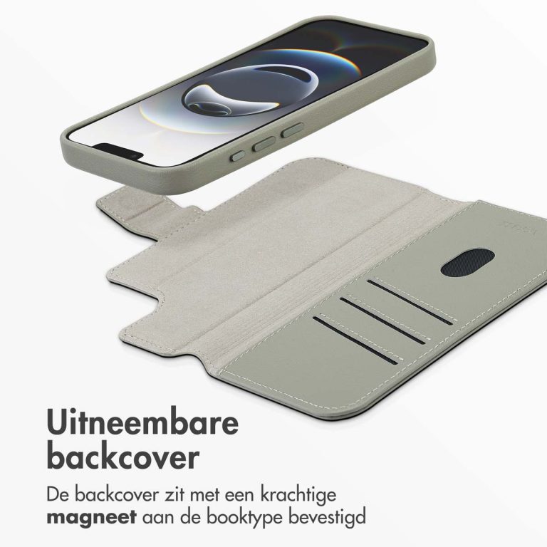 Accezz Leather Bookcase 2-in-1 met MagSafe Apple iPhone 16e - Light Grey - Afbeelding 7