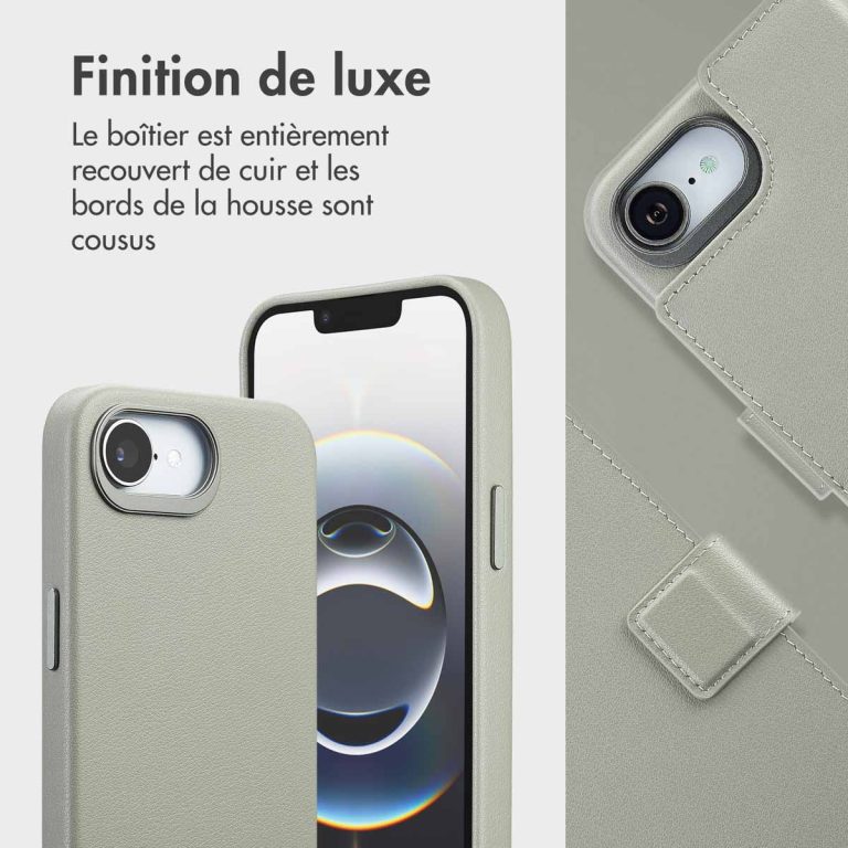 Accezz Leather Bookcase 2-in-1 met MagSafe Apple iPhone 16e - Light Grey - Afbeelding 10
