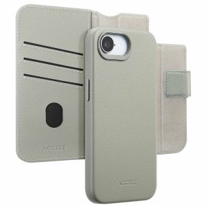 Accezz Leather Bookcase 2-in-1 met MagSafe Apple iPhone 16e - Light Grey