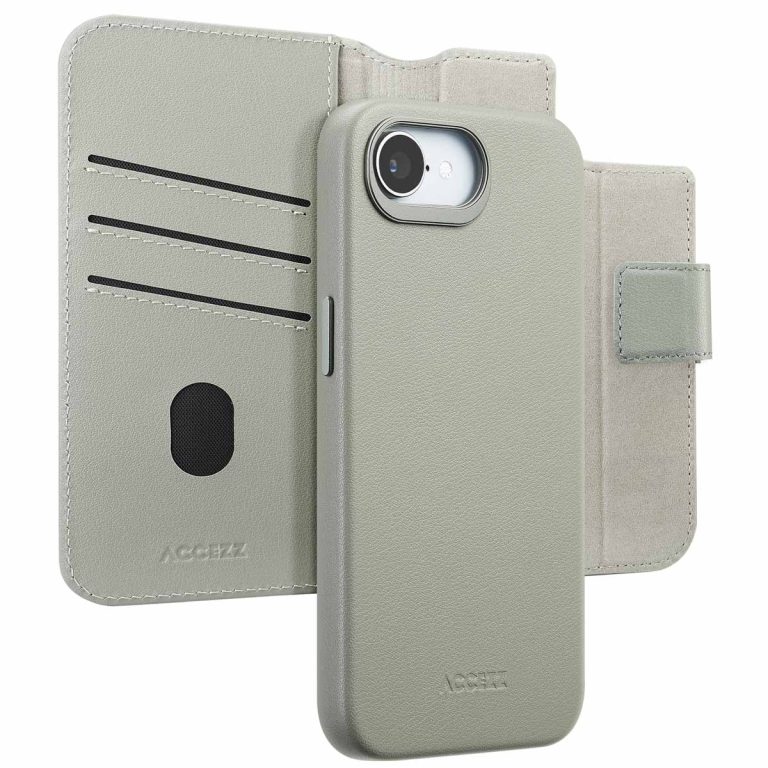 Accezz Leather Bookcase 2-in-1 met MagSafe Apple iPhone 16e - Light Grey - Afbeelding 9