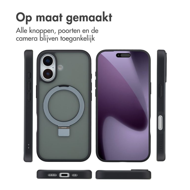 Accezz Ring Stand Backcover met MagSafe Apple iPhone 17 - Zwart - Afbeelding 8