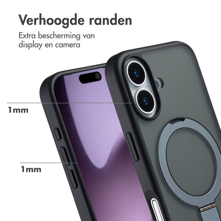 Accezz Ring Stand Backcover met MagSafe Apple iPhone 17 - Zwart - Afbeelding 6