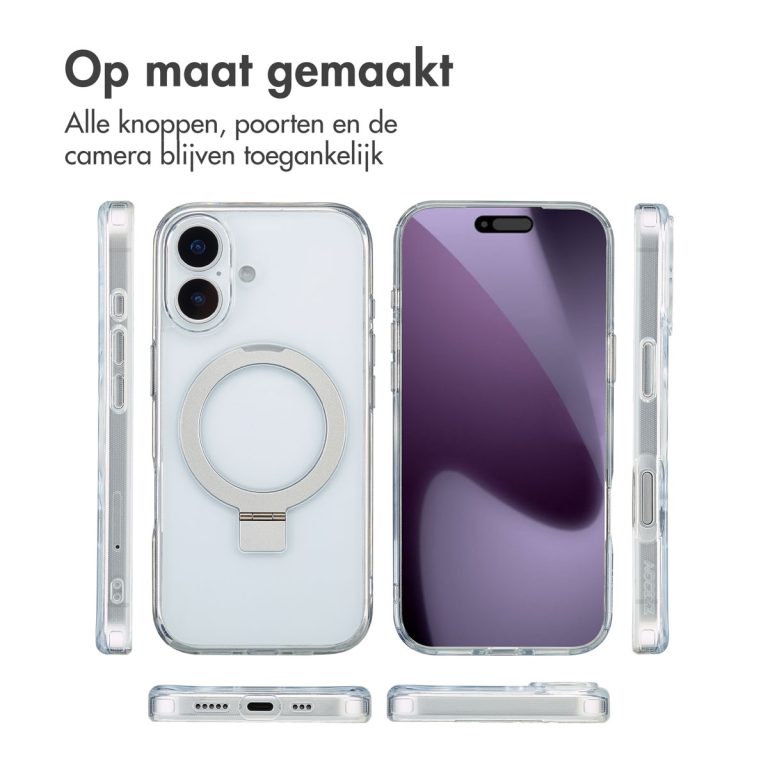 Accezz Ring Stand Backcover met MagSafe Apple iPhone 17 - Transparant - Afbeelding 8